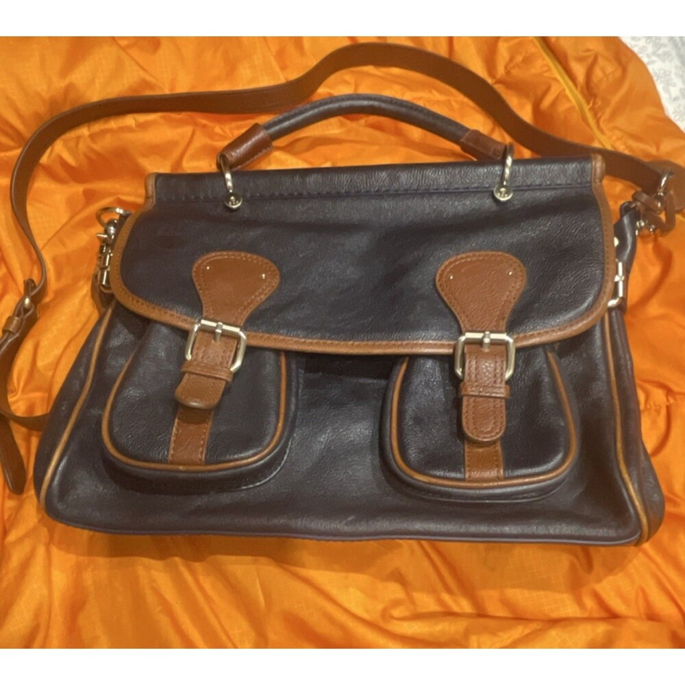 Schuler & Sons Dark Brown Shoulder Bag with Buckle Accents and Silver Hardware